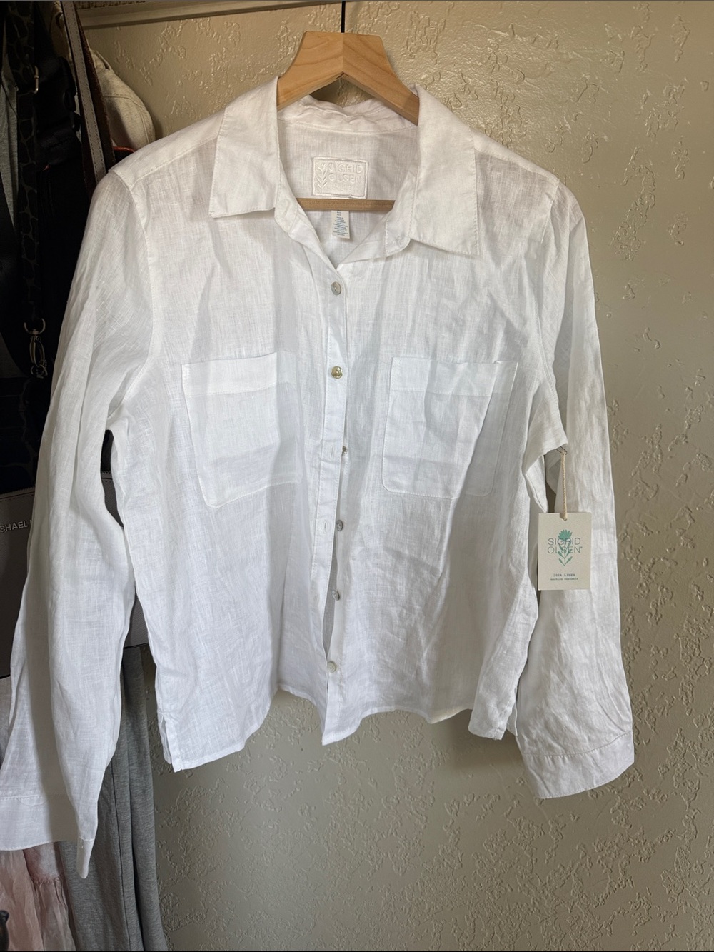 Sigrid Olsen NWT Blouse Linen Top L